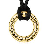 Odinstone Wikinger Kette Herren 925 Silber Rune Halskette Nordischer Gold Anhänger Amulett Schmuck Viking Lederkette Damen Männer