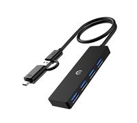 oditton Hub USB C, Solution Plug and Play simplifiée, doté d'un concentrateur USB 3.0 à 4 Ports pour Un Transfert Rapide de 5 Gbit/s et d'un Adaptateur USB vers USB-C, Compatible avec Mac Air/Pro, HP