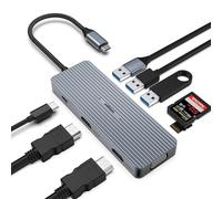 oditton Hub USB C, Station d'accueil 9 en 1, Dual 4K HDMI, VGA, 100 W PD, USB 3.0, 2 USB 2.0, Lecteur de Carte SD/TF, Compatible MacBook/Surface Pro