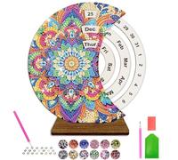 OdiuK Kit de calendrier de peinture diamant à faire soi-même pour garçons et filles de 6, 7, 8, 9, 10, 11, 12 ans - Ensemble cadeau mandala avec calendrier en bois et diamants étincelants - Jouet