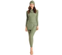 Odizli Burkini Muslim Femmes Modest Maillot de bain à manches longues Built in Bra+Schwimmhose+Hijab 3tlg Schwimmanzug, vert, M
