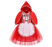Odizli Costume de petit chaperon rouge pour nouveau-né fille Costume d'Halloween Noël Carnaval Cosplay Conte de fées Princesse Robe et capuche Vêtements pour bébé séance photo, Rouge (02), 2- 3 ans