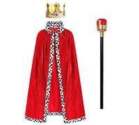 Odizli Costume de prince de chevalier pour enfant garçon et adulte - Cape de roi - Cape royale - Pour Halloween, Noël, carnaval, anniversaire, fête, cosplay - Rouge - 4-9 ans