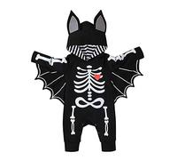 Odizli Costume d'Halloween chauve-souris pour bébé fille garçon barboteuse à manches longues chapeau cape, Noir (1), 6-12 mois