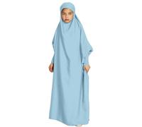 Odizli Robe de prière Abaya - Pour enfants et filles - Manches longues - Robe musulmane islamique - Robe turque arabe - Robe de prière pour le Ramadan, bleu ciel, 12- 13 ans