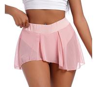 Odizli Short pour femme, sexy, été, taille haute, pour danse du pôle, hot pants, transparent, en maille, mini jupe, Rose-B, L