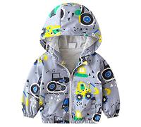 Odizli Veste demi-saison respirante pour enfant garçon et fille - Veste de randonnée - Coupe-vent - Avec capuche, gris clair, 4-5 ans