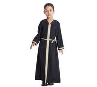 Odizli Vêtements de prière Abaya Enfants Filles Manches Longues Musulmane Broderie Robe Arabe Turque Longue Robe de prière, Noir-a, 12-13 ans