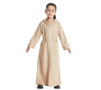 Odizli Vêtements de prière Abaya Enfants Filles Manches Longues Musulmane Broderie Robe Arabe Turque Longue Robe de prière, Kaki-a, 5-6 ans