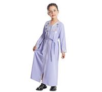 Odizli Vêtements de prière Abaya Enfants Filles Manches Longues Musulmane Broderie Robe Arabe Turque Longue Robe de prière, Lilas B, 8-9 ans