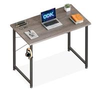 ODK Petits Bureau D'ordinateur, 80x40cm Table De Bureau Informatique Table D'Étude avec Crochet pour Casque Table D'Écriture pour Ordinateur, Chambre, Gris