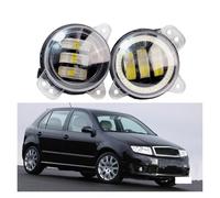ODKBFG Phare Avant 2 X Voiture Droite + Gauche LED Antibrouillard DRL Angel Eye Brouillard Feux De Jour 9006 Pour Skoda Pour Fabia Mk1 2005 2006 2007 2008 Feux Avants(White and White)