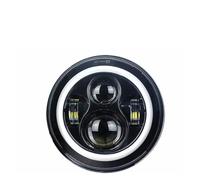 ODKBFG Phare Moto Phares Phare LED 7 Pouces Pour Moto Pour Touring Pour Electra Pour Glide Pour Softail Avec Feux Croisement Et Antibrouillard Auxiliaires 4-1/2(7 Inch Black Halo)