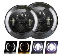 ODKBFG Phare Phare Voiture Led 7 ", 2 Pièces, Yeux À Angle Halo Haut/bas H4 Pour Lada 4x4 Pour Urban Pour Niva Feux Avant(2 pcs Half-7inch)