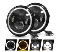 ODKBFG Phare Phare Voiture Led 7 ", 2 Pièces, Yeux À Angle Halo Haut/bas H4 Pour Lada 4x4 Pour Urban Pour Niva Feux Avant(2 pcs Round-7inch)
