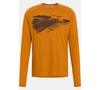 Odlo Haut à motif Breaking Trail en laine mérinos 200 Ascent 365 pour homme, S, orange