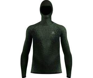 Odlo - Haut technique à capuche enveloppante - BL Top Facemask LS Blackcomb Eco M Urban Chic pour Homme - Taille XL - Vert Vert XL