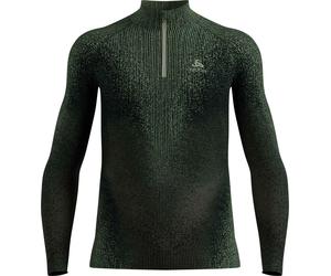 Odlo - Haut technique à col zippé - BL Top Turtle Neck LS Half Zip Blackcomb Eco M Urban Chic pour Homme - Taille S - Vert Vert S