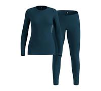 Odlo Merino Fundamentals Set Long Jeu de Couches de Base Femme | Ensemble t-shirt et pantalon à manches longues - 80 % laine mérinos sans mulesing - Léger, respirant