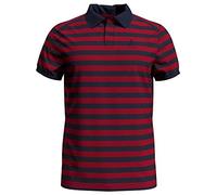 Odlo Polo pour Homme Concord S Rouge Chinois - Bleu Marine - Rayures