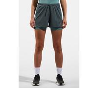 Odlo Short de running 2 en 1 3 inch Essentials pour femme, XL, green