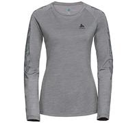 Odlo Sweat-Shirt col Ras du Cou Femme, Gris mélangé/imprimé à Manches, XS