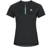 Odlo T-Shirt Crew Neck Short Sleeve 1/2 Zip Axalp Trail Femme Noir - Tee-shirts de running femmes XS