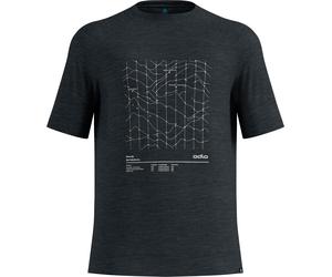 Odlo - T-shirt ultraléger et respirant - Merino Tencel Hyper Map Tee M Black Melange pour Homme en Laine - Taille S - Blanc Blanc S