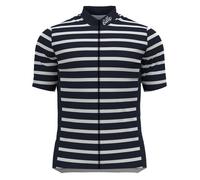 Odlo Thirt S-U Collar S-S avec Fermeture clair intgrale Impression Essentielle- Dark Sapphire-Blanc- Homme S