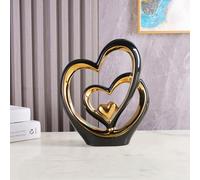 ODMYZG Statue en céramique à Double cœur,Coeur élégant pour la décoration,décoration de Maison créative Moderne,Décoration de Table,Décoration Salon,Convient comme Cadeau, Hauteur 25,5 cm.