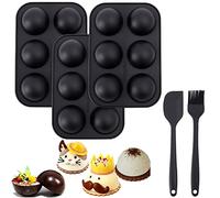 Odnaey Lot de 3 moules en silicone pour bombe de chocolat chaud et bombe de cacao, moule à 6 cavités pour la fabrication de chocolat, cupcakes, gelée, mousse en dôme, avec brosse et spatule en bonus