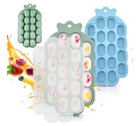 O'doe Moules à glace en silicone pour bébé et mangeoire avec 1 clip, 2 plateaux de congélation avec couvercle, 2 moules à glace au lait maternel pour soulager la dentition, sans BPA (bleu + vert, 2