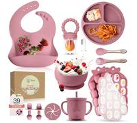 O'doe Vaisselle Bebe | Set Repas Bebe 1er Age 15 Pièces - Coffret Repas Bebe avec Bol Silicone à Ventouse, Cuillères, Tasses, Bavoirs, Assiettes - Set Repas Bébé Complet | Coffrets Repas LED