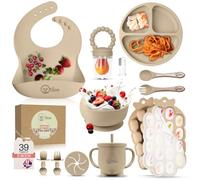 O'doe Vaisselle Bebe | Set Repas Bebe 1er Age 15 Pièces - Coffret Repas Bebe avec Bol Silicone à Ventouse, Cuillères, Tasses, Bavoirs, Assiettes - Set Repas Bébé Complet | Coffrets Repas LED
