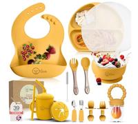 O'doe Vaisselle Bebe | Set Repas Bebe 1er Age 17 Pièces - Coffret Repas Bebe avec Bol Silicone à Ventouse, Cuillères, Tasses, Bavoirs, Assiettes - Set Repas Bébé Complet | Coffrets Repas LED