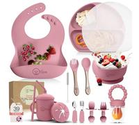 O'doe Vaisselle Bebe | Set Repas Bebe 1er Age 17 Pièces - Coffret Repas Bebe avec Bol Silicone à Ventouse, Cuillères, Tasses, Bavoirs, Assiettes - Set Repas Bébé Complet | Coffrets Repas LED