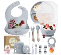 O'doe Vaisselle Bebe | Set Repas Bebe 1er Age 17 Pièces - Coffret Repas Bebe avec Bol Silicone à Ventouse, Cuillères, Tasses, Bavoirs, Assiettes - Set Repas Bébé Complet | Coffrets Repas LED