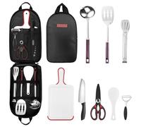 Odoland Kit Cuisine Camping 8 en 1, Kit Camping Ustensiles de Cuisine Complet avec Sac Rangement Portable, Couverts Camping pour Randonnée Voyage Pique-Nique Camping Cuisinière Extérieure