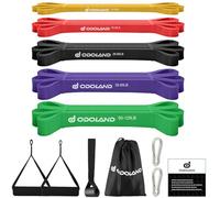 Odoland Lot de 5 Bandes d'assistance pour tractions, Sangles de Traction, Bandes de résistance avec ancrage de Porte et poignées, mobilité d'étirement, haltérophilie et Bandes d'exercice Extra