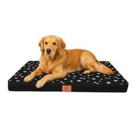 Odolplusz Lit orthopédique pour chiens de grande taille - Coussin pour chiens de taille moyenne et grande - Matelas pour chiens avec housse lavable - Motif os noir, 100 x 70 x 7 cm