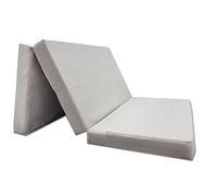 Odolplusz Matelas pliable en mousse avec housse - 120 x 200 x 10 cm - Pour le camping, les voyages, les invités - Pliable - Beige clair