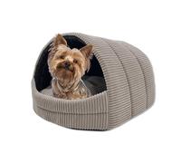 ODOLPLUSZ Niche pour chien - Maison exclusive pour chien ou chat - 2 tailles confortable et lavable (beige en velours côtelé, M)