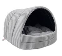 ODOLPLUSZ Niche pour chien - Maison exclusive pour chien ou chat - 2 tailles confortable et lavable (gris en velours, M)