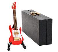 Odoria Guitare Électrique Miniature 1/12 Instrument de Musique Accessoire Maison de Poupée, Rouge