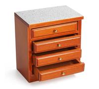 Odoria Maison de Poupée Chevet Miniature: Échelle 1/12 Commode Chiffonnier pour Chambre à Coucher Salon Vintage - Mini Petite Table Auxiliaire Armoire avec Tiroir Cuisine Meuble Bois Marron