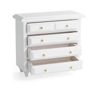 Odoria Maison de Poupée Commode Miniature: Échelle 1/12 Armoire à Tiroirs pour Chambre à Coucher Vintage Victorien - Mini Meuble de Rangement Bois Blanc