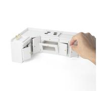 Odoria Maison de Poupée Comptoir Cuisine: Miniature Plan de Travail Commode Moderne Blanc - Échelle 1/12 Four Poêle Ensemble de Cuisinière - Mini Cuisson Meubles Bois Évier Diorama DIY