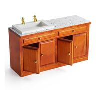 Odoria Maison de Poupée Évier Miniature: Échelle 1/12 Lavabo Vasque pour Cuisine Restaurant Salle de Bain Vintage- Mini Petite Buffet Meuble Bois Marron