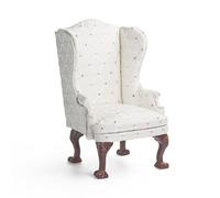 Odoria Maison de Poupée Fauteuil à Oreilles: Échelle 1/12 Miniature Canapé pour Salon Bureau Chambre à Coucher - Mini Chaise de Luxe Meuble Bois Victorien Vintage Blanc