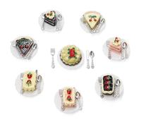 Odoria Maison de Poupée Gâteau Miniature: 40 Pièces Échelle 1/12 Cuisson Assiette à Dessert Couverts de Table Fête Anniversaire - Mini Cuisine Boulangerie Vaisselle Céramique Pâtisserie Résine